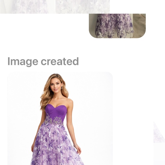 Prom pageant Splash Purple Floral Strapless Dress gown sz 8 back drawstrings - Picture 2 of 13